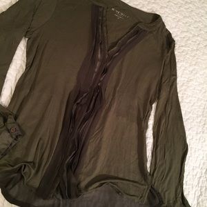 🌺Chiffon Trim Shirt Sheer on Back Flounce